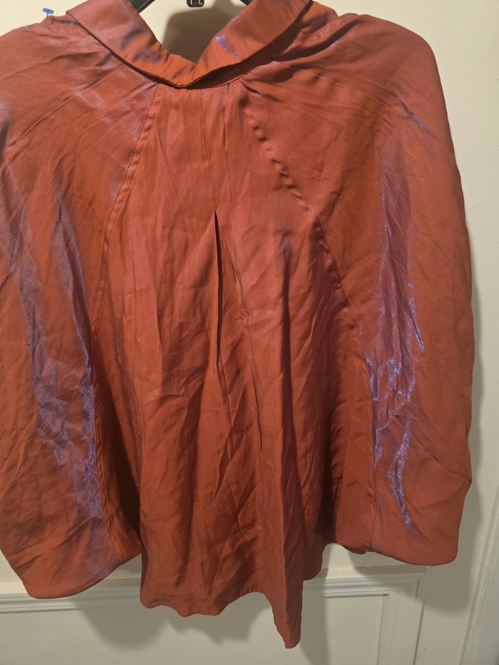 Glam Rust Red Button-Front Women’s Blouse - Picture 5 of 5